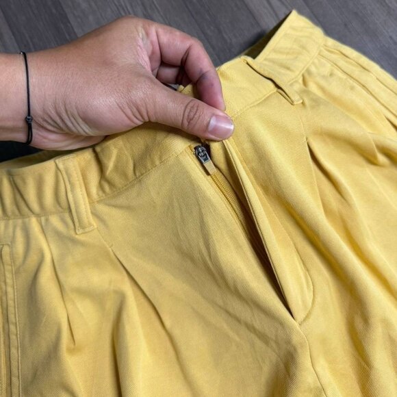 Yellow Pleated High Waist Pants - Picture 2 of 3